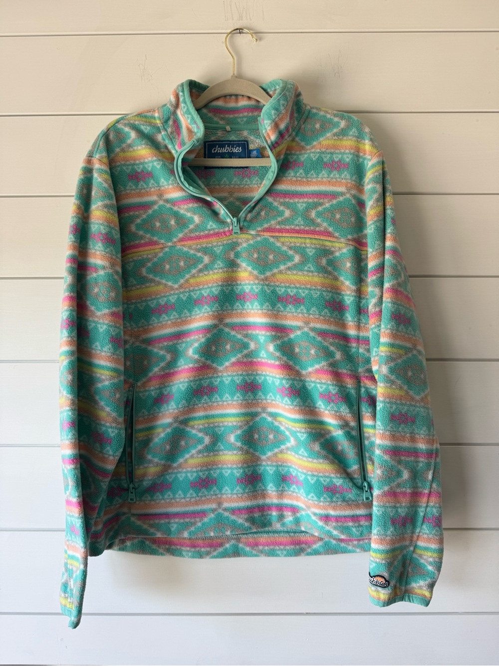 chubbies Aqua Geometric Half-Zip Fleece Pullover